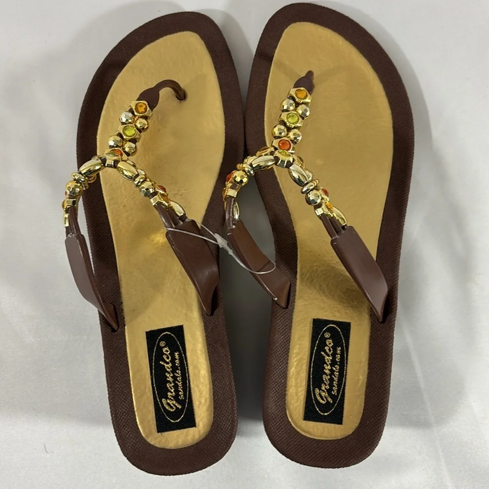 Beaded Wedge Sandals